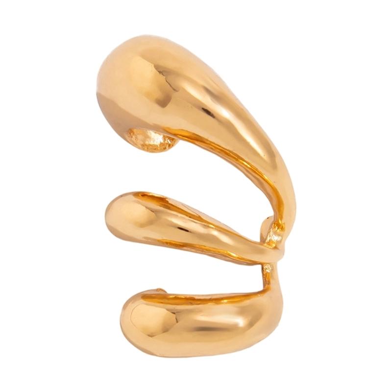 Artistic Layered Cutout No Piercing Earrings Double Tone Choices Lightweight Alloy Design Ear Accessories For Women