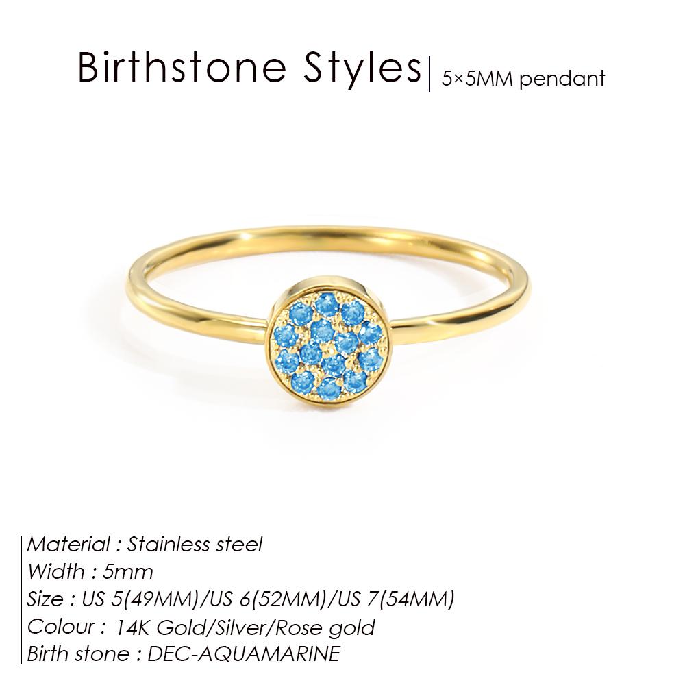 eManco Unique Personalized Natural Birthstone Rings Stainless Steel Elegant Jewelry for Women's Parties Daily Wear Gifts