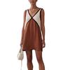 2026 New Women's Summer V-neck Color-Block Loose Sleeveless Tank Top Mini Dress