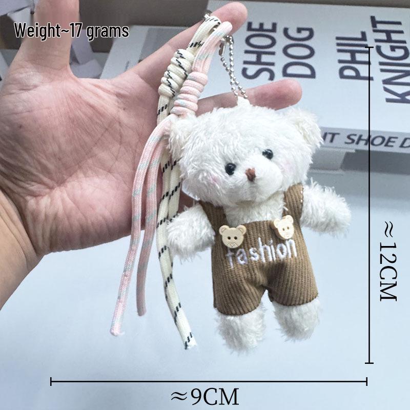 Cute Bear Plush Keychain: Women's Overalls Pendant & Bag Accessory