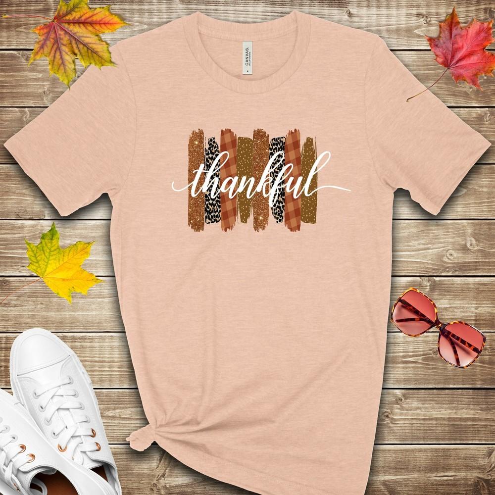 Thankful Leopard and Plaid printed T Shirt 02865 L