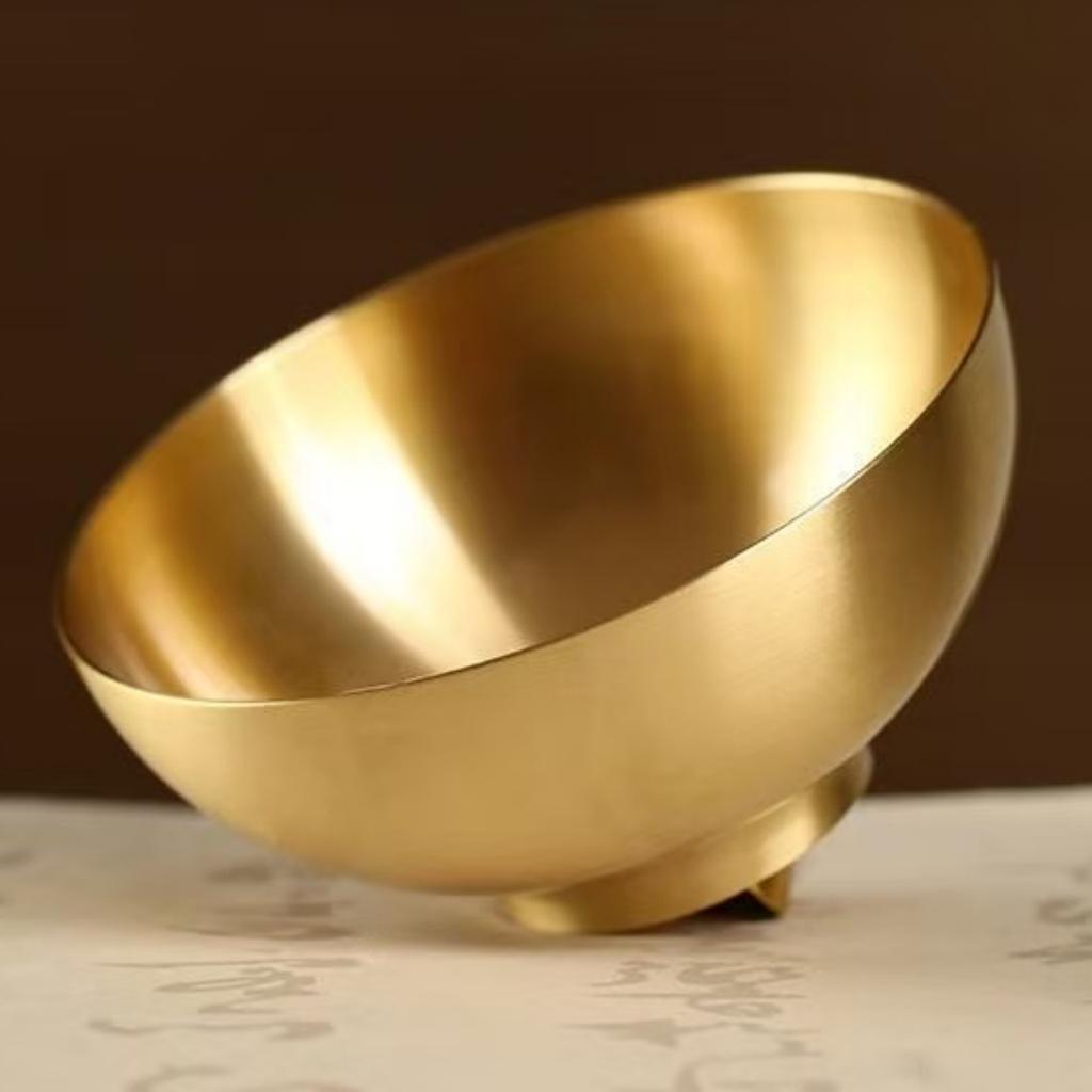 Handcrafted Vintage Brass Holy Bowl,Engraving Hammer Texture Home Breakfast Cheese Tableware,12 cm Snack Bowl Table Decoration