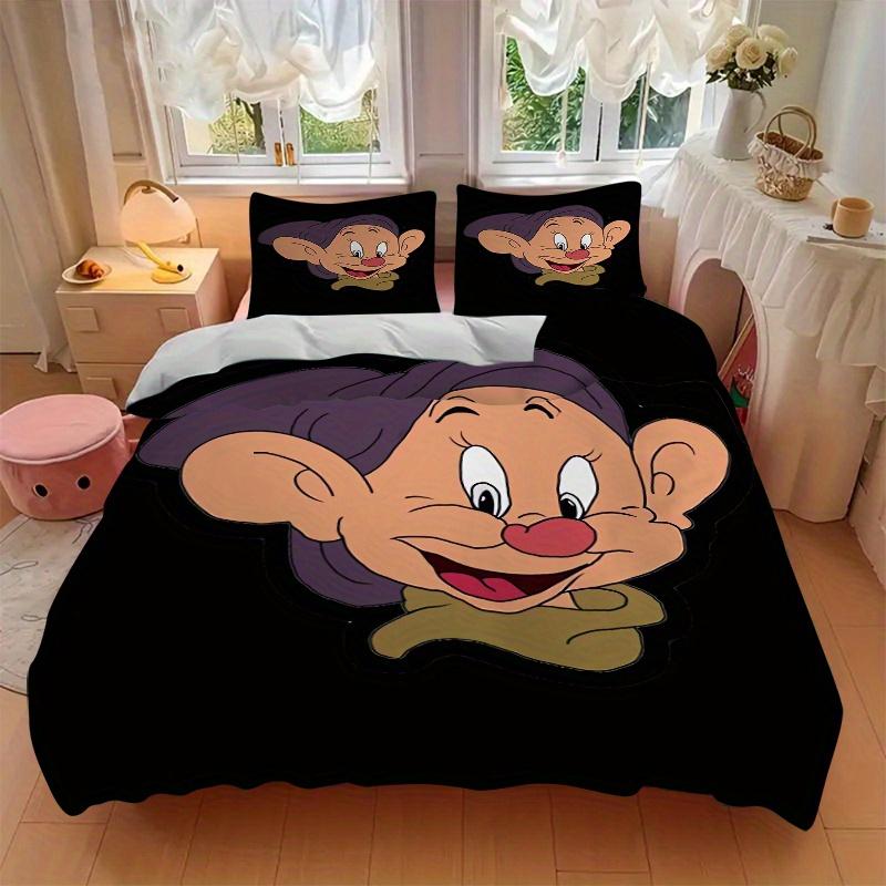 3pcs Snow White Dopey Cartoon Bedding Set Includes 1 Quilt Cover and 2 Pillowcases, Comfortable Bedding W093