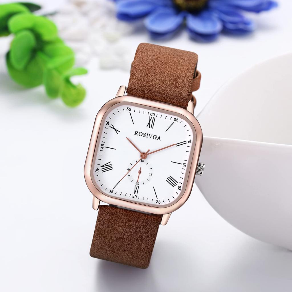 Leather Wristwatch for Men and Women, Antique Roman Alphabet Analog Display, Square Shape, Waterproof, Men's and Women's Watch, Business, Casual,