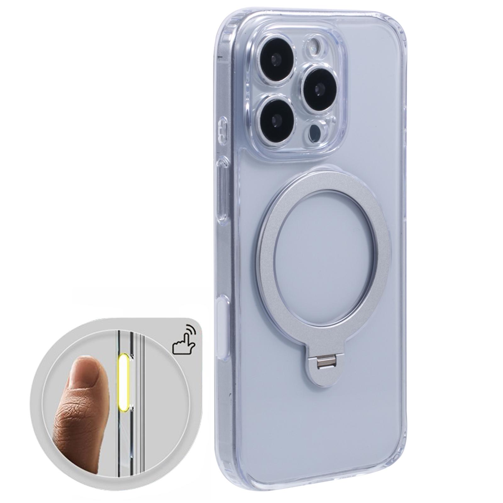 

For iPhone 16 Pro Case Magnetic Kickstand PC+TPU Clear Phone Cover with Camera Control Button A