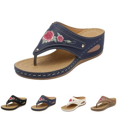 Sommer runde Zehe dicke Sohle modische bestickte Flip-Flops zum Tragen draußen