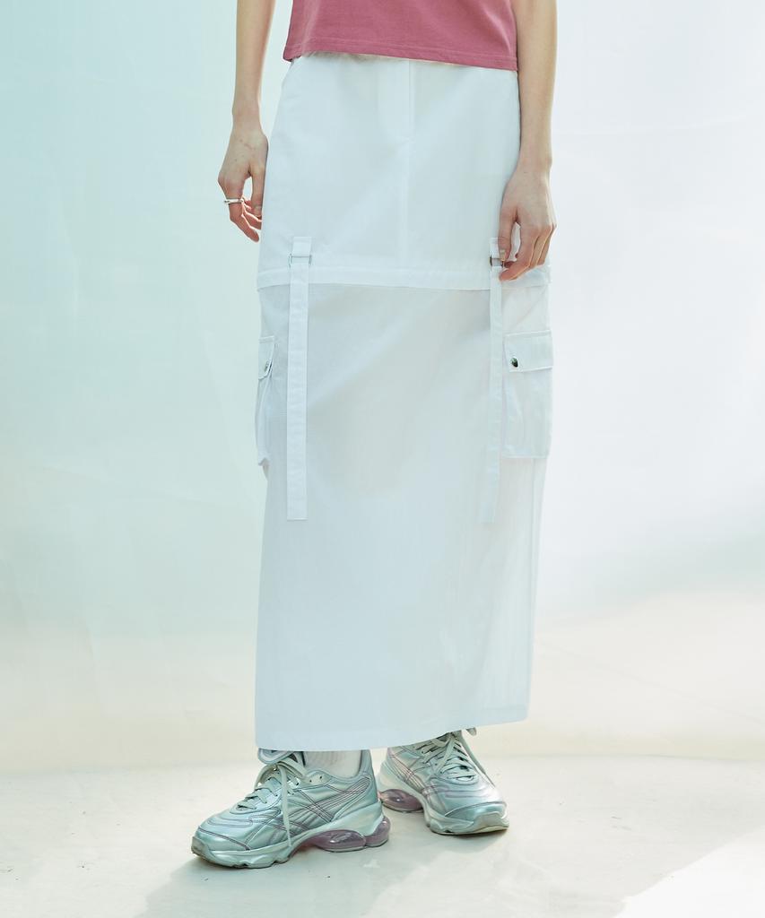 LARTIGENT L9 2-Way Nylon Long Skirt(White)