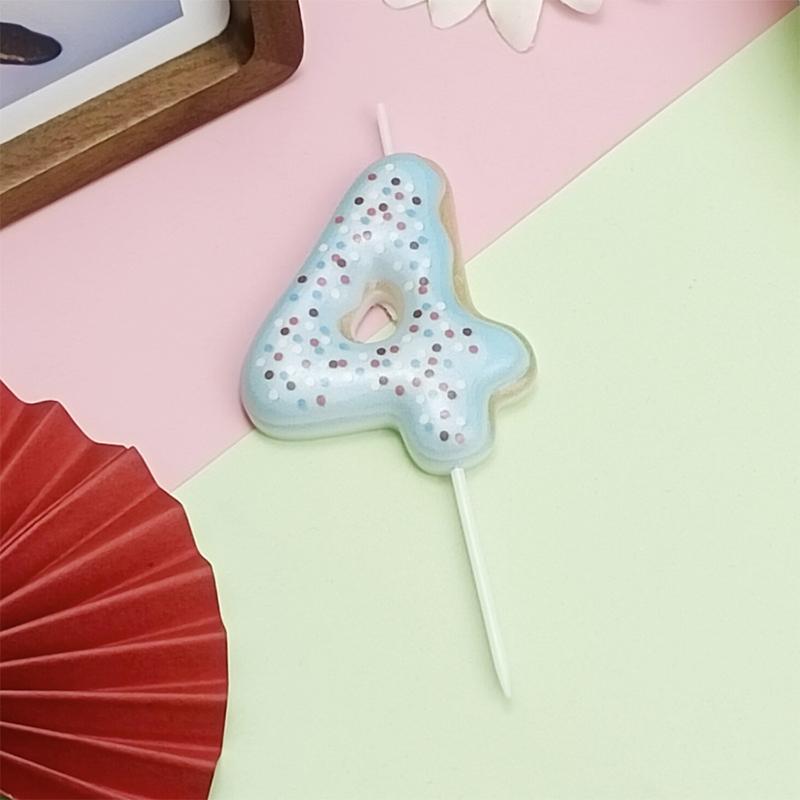 Cute 0-9 Number Candles for Kids Girl Birthday Cake Donut Decor Digital Candle  Cake Topper Wedding Anniversary Party Decor