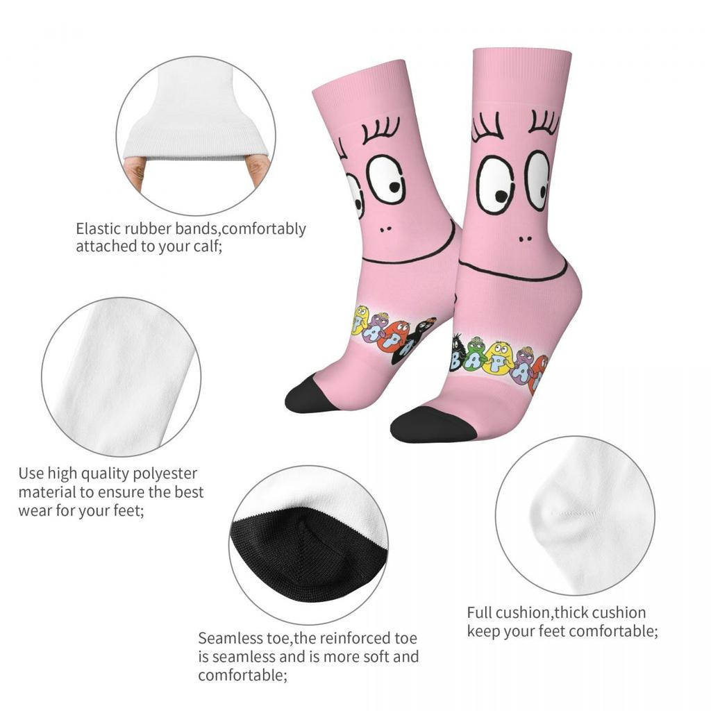 Les Barbapapa Family Socks Men's Women's Casual Parent Child Animation Socks Spring Summer Autumn Winter Middle Tube Socks Gift
