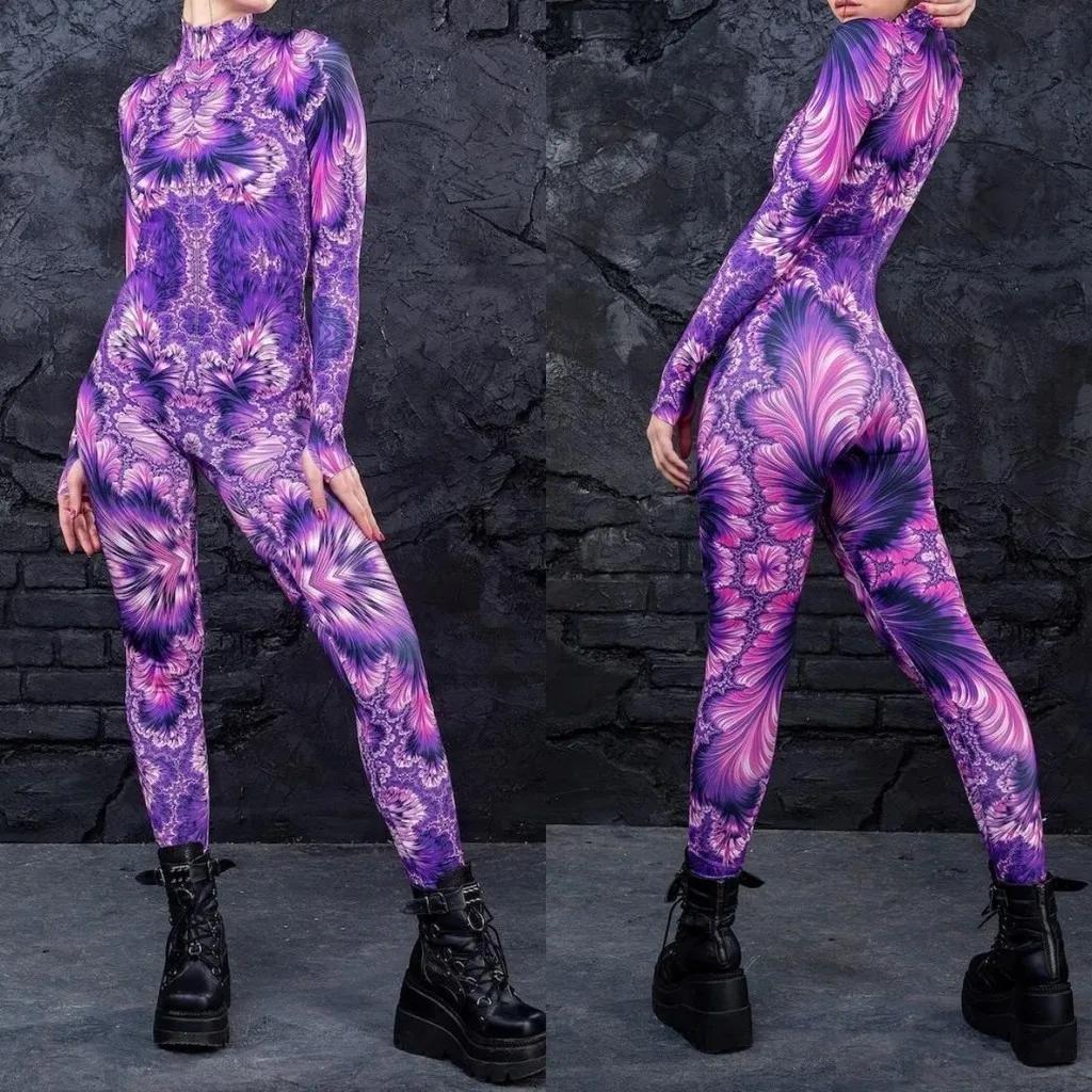 3D Digital Printing Stage Performance Costumes Adults Halloween Events Carnival Theme Party Cosplay Outfit Pretend Game Jumpsuit