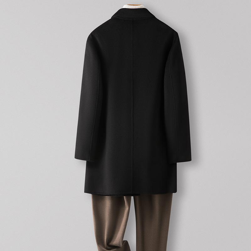 100% Wool Double-sided Cashmere-free Coat Medium and Long Wool Coat Men's High-end Handmade Wool Trench Coat