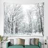 Winter Wandteppich Wald Verschneiter Kiefernbaum Wandteppich Sonnenaufgang Naturlandschaft Wandteppich Wandbehang Dekor für Schlafzimmer Wohnzimmer Studentenwohnheim