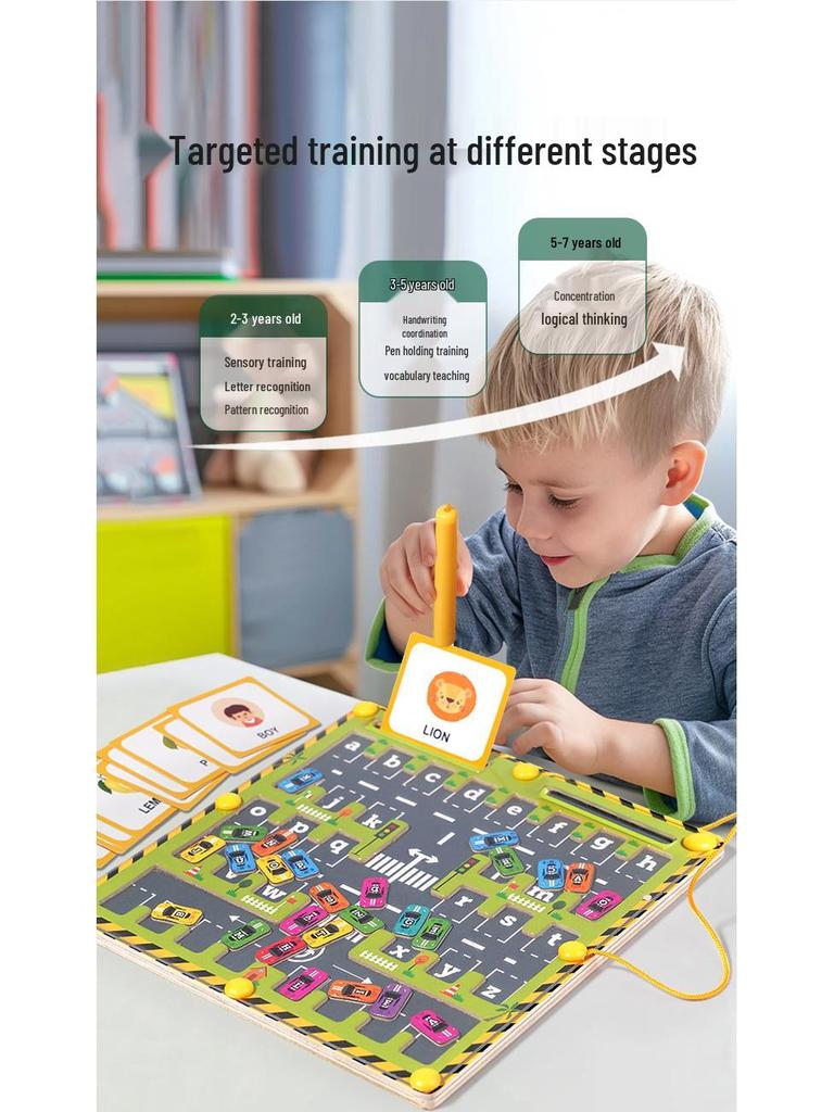 Magnetic Maze Car Parking and Alphabet Game for Spelling and Recognition