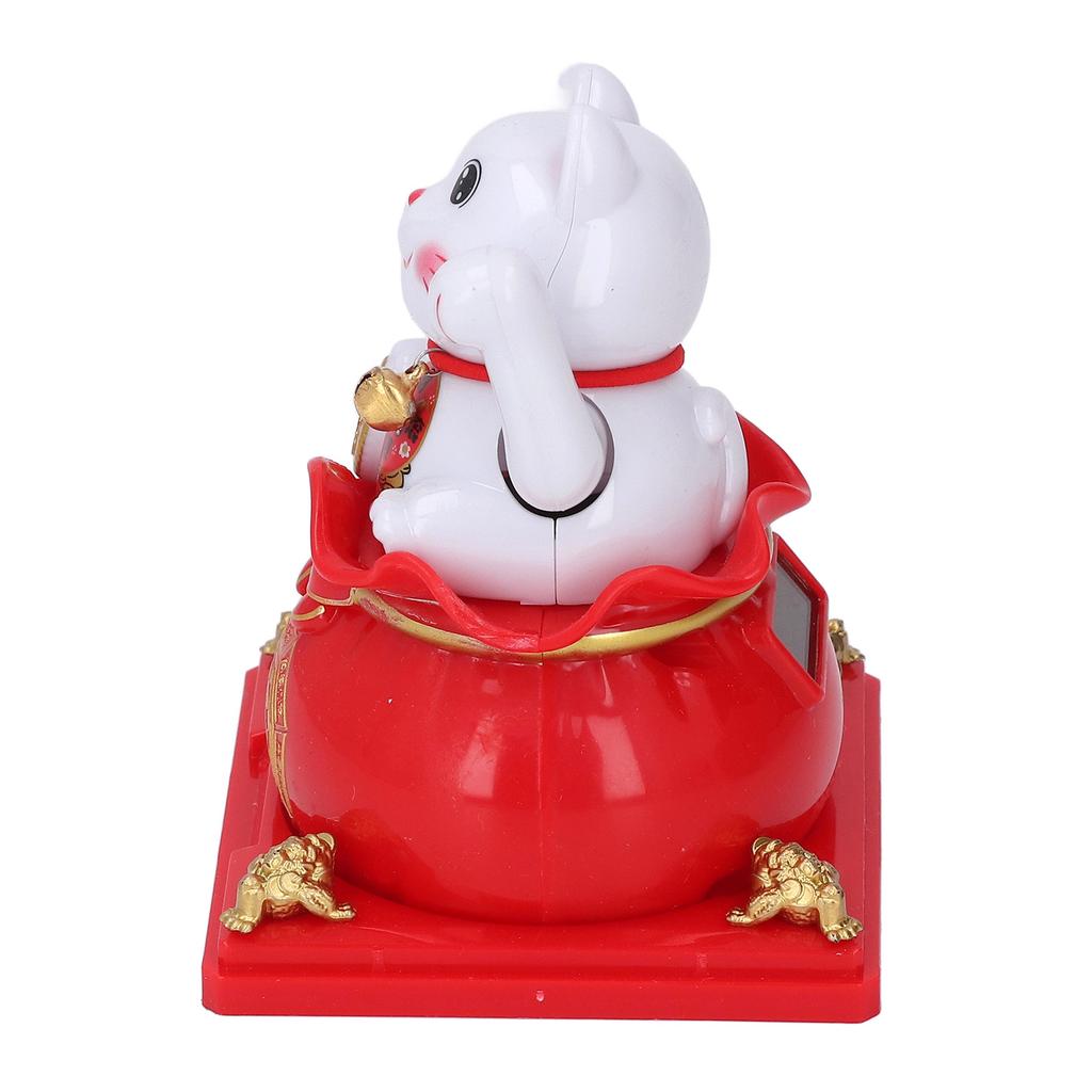 Cat Statue Automatic Waving Arm Solar Powered Wealth Welcoming   Cat for Present Cash Register Home Decoration