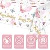 Tiamon 3 Pack Butterfly Happy Birthday Tablecloth Butterfly Party Decorations 108 x 54 Inch Watercolor Plastic Waterproof Table Covers Rectangular