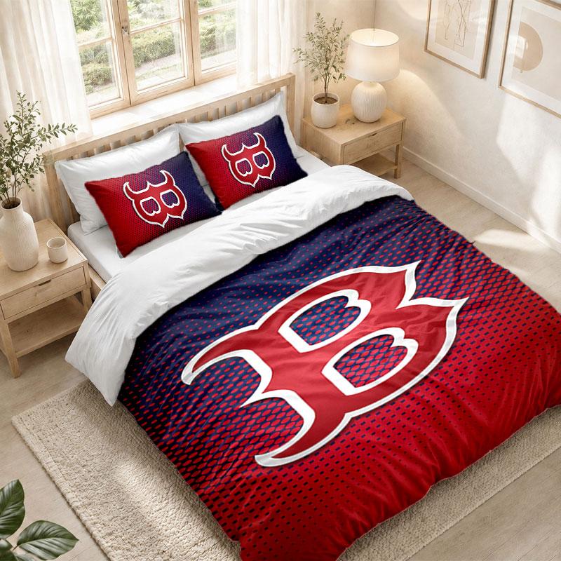 Bedding Set 1 Duvet Cover 2 Pillowcases Boston Red Sox Print Bedroom Home Decoration