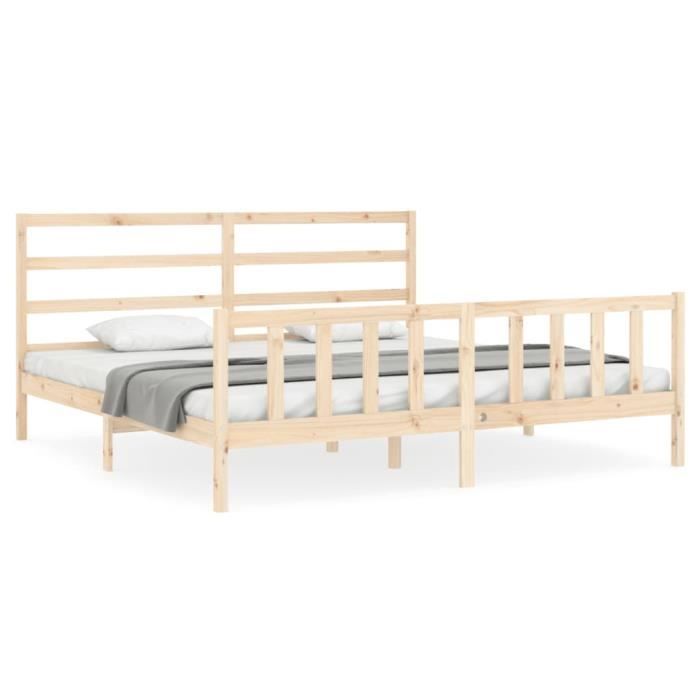 VidaXL Bed Frame with Headboard 200x200 Cm Solid Wood 3191926
