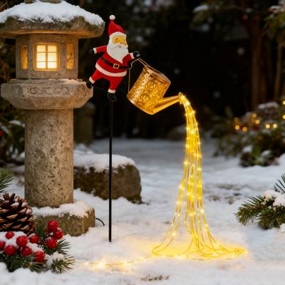 Yousheng Solar Christmas Decorations Santa Claus Kettle Light Outdoor Festive Lantern Waterproof Metal Garden Light for Yard Patio Lawn Pathway