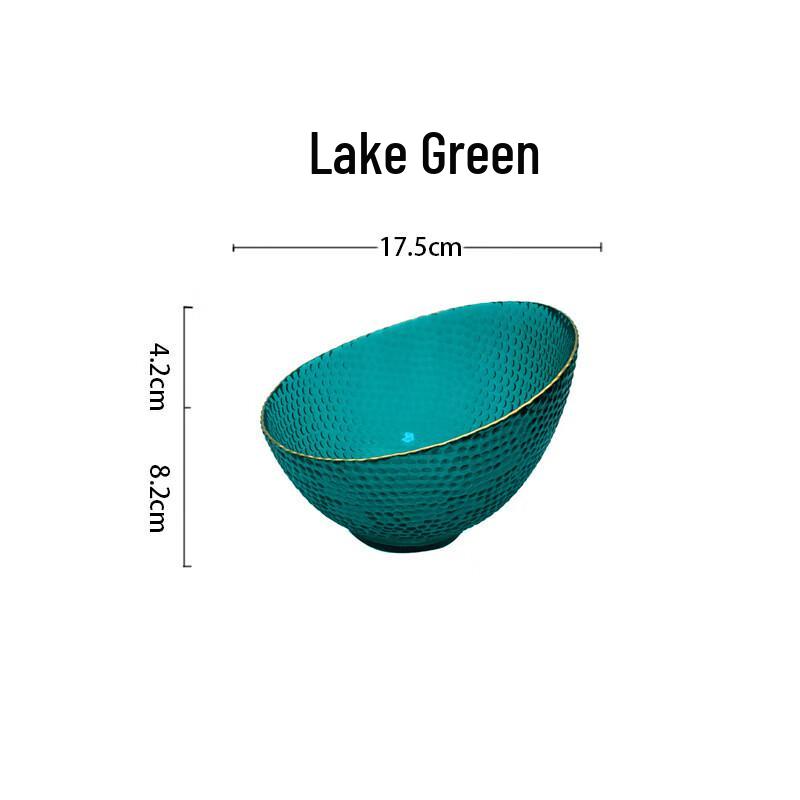 Light Luxury Gold Rim Glass Slanted Fruit Bowl