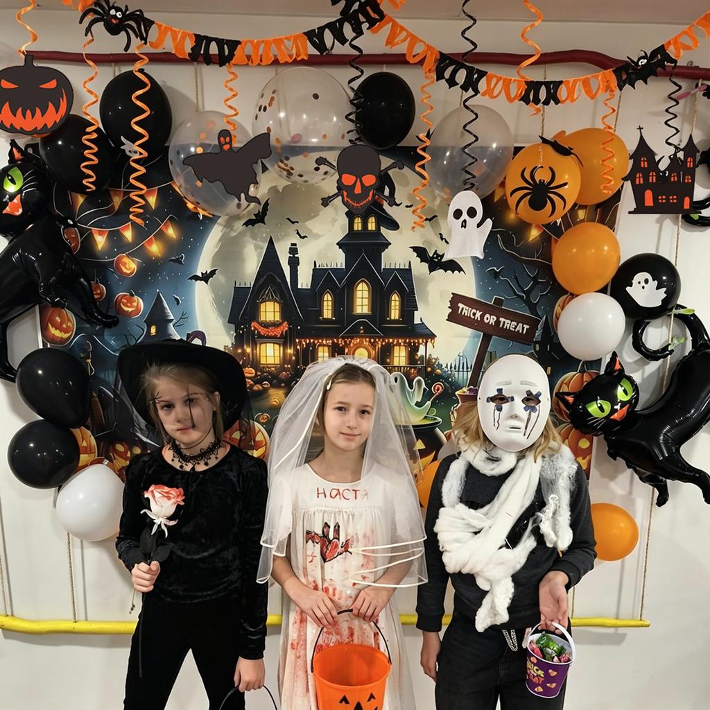 Halloween Party Festive Atmosphere Decor Banner Bat Pumpkin Spider Spiral Ornament Hanging Pendant For All Saints' Day Party