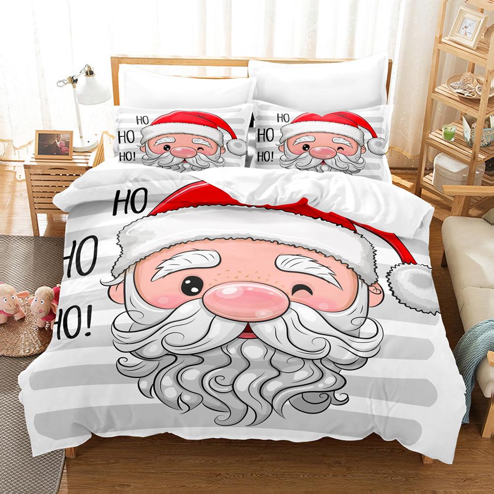 3D Digital Printing Three-Piece Set, Santa Claus 3D Printing Bedding Set