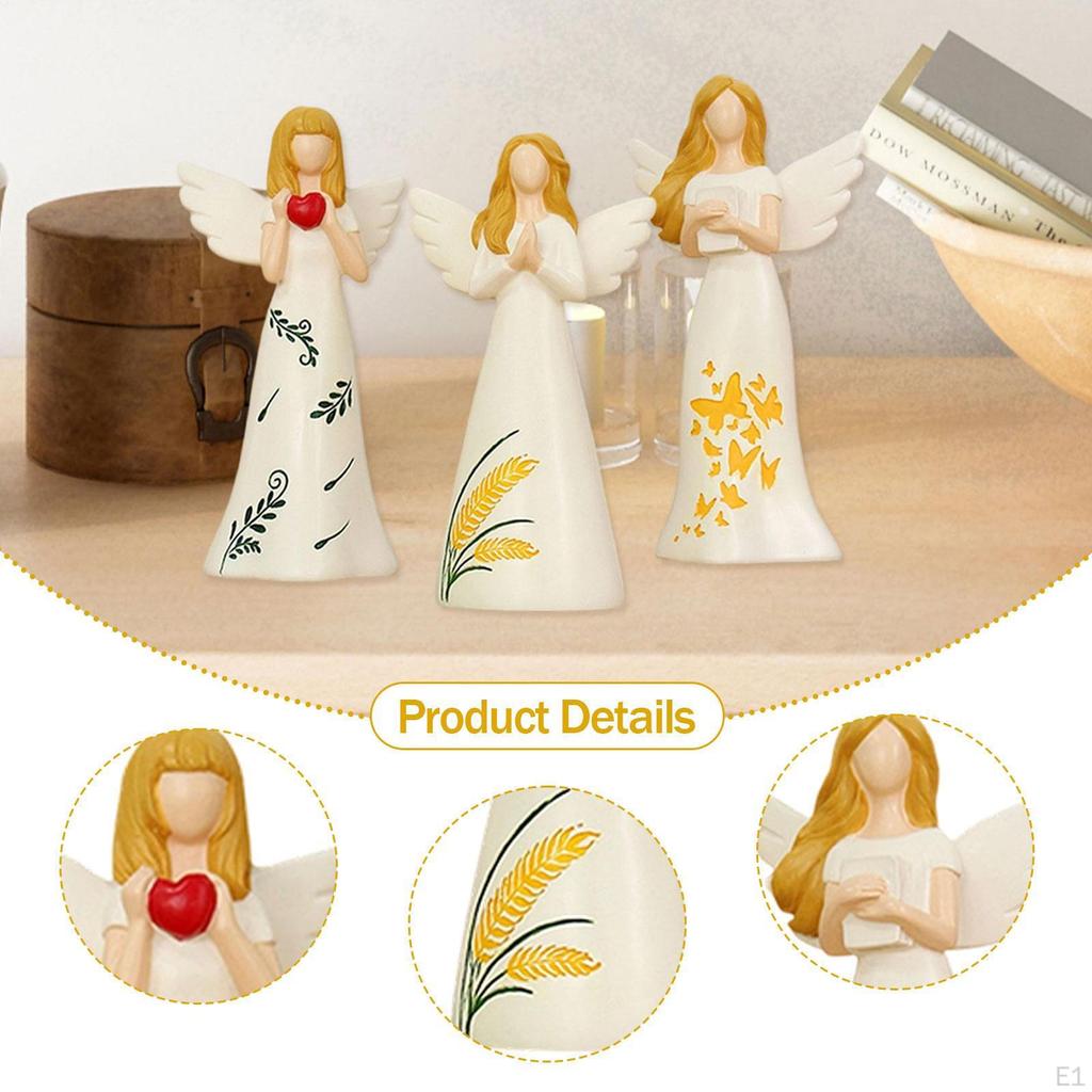 3x Angel Figurines,Desktop Figures Collectible Gift Sisters Sculptures Girl Friendship Statues for