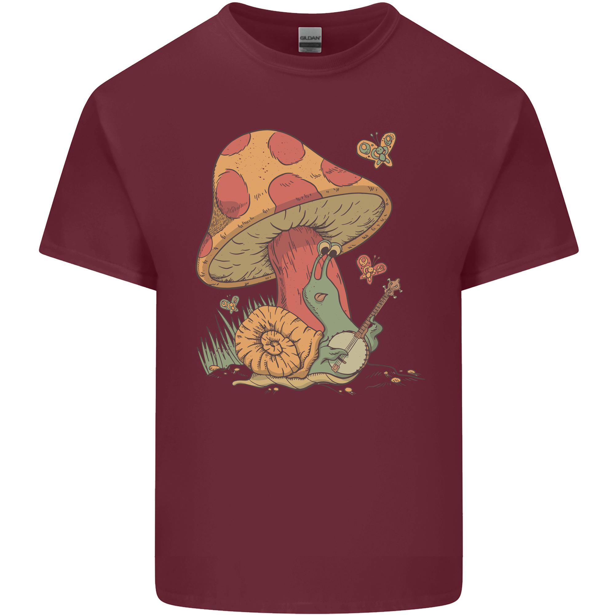 A Snail Playing the Banjo Under a Mushroom Unisexs Light Cotton TShirt S
