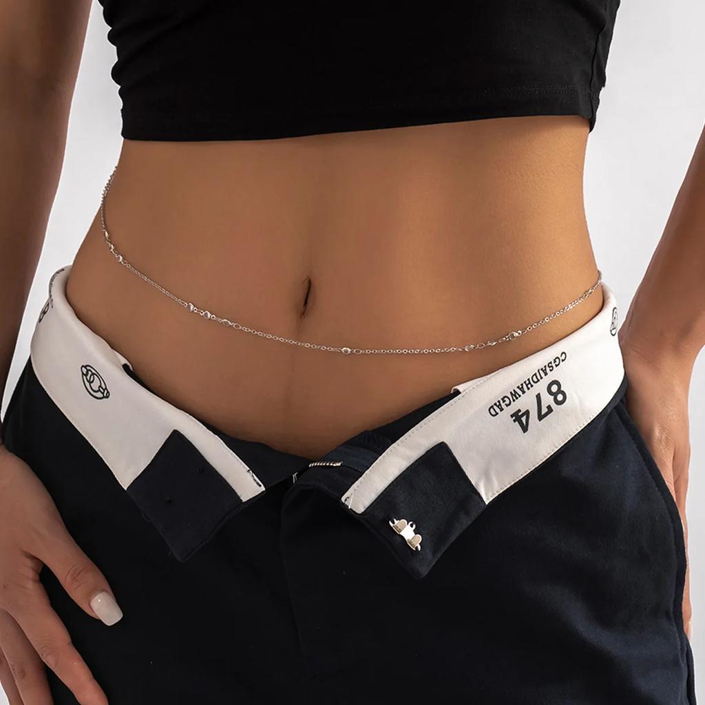 Minimalist Tassel Sequin Double Layer Chain Casual Pants Chain Hip-hop Body Chain Fashionable Retro Turquoise Waist Chain