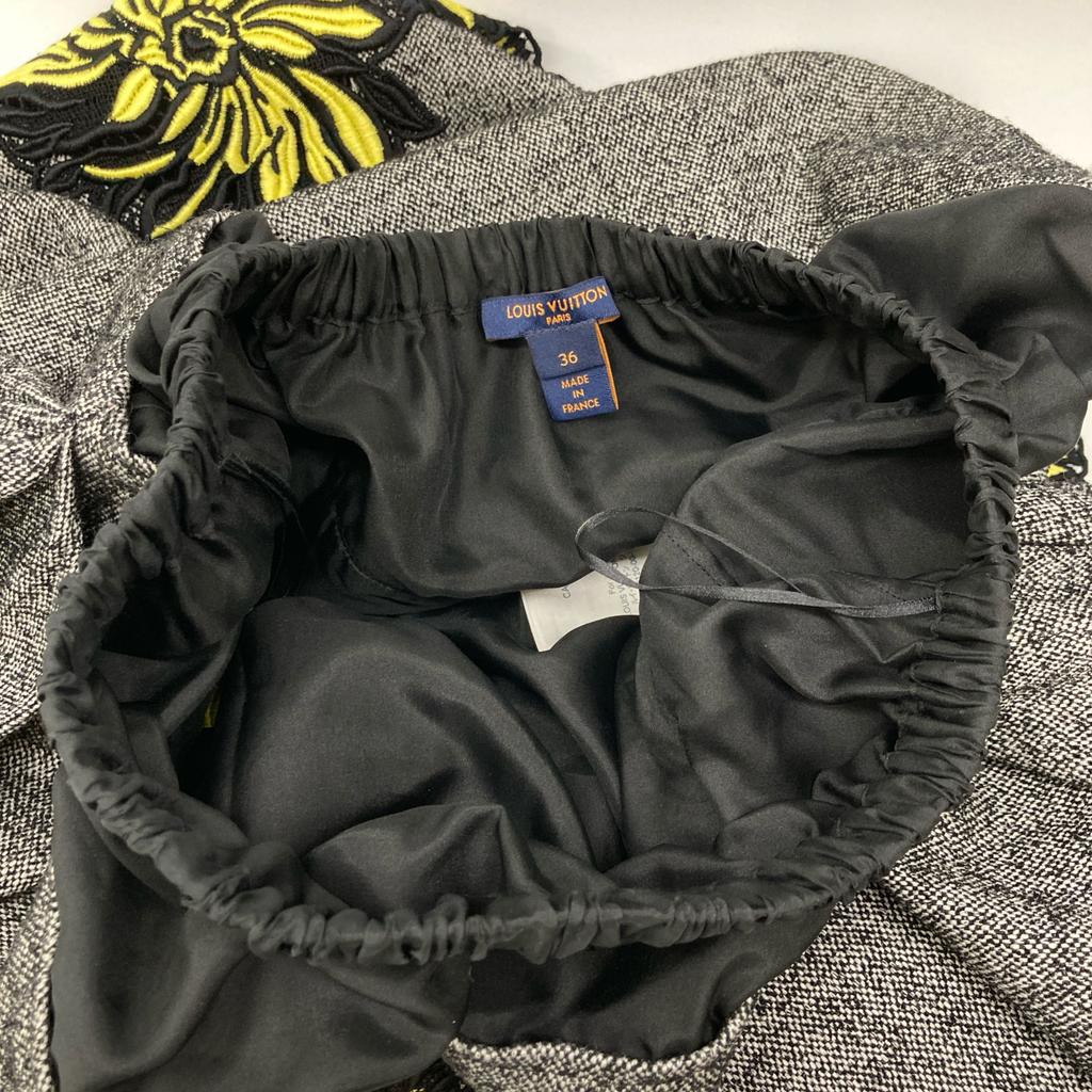 Louis Vuitton Gray 21AW RW212B HO4 FLJB99 Tweet Flower Embroidery Skirt Skirt 36 grayUsed