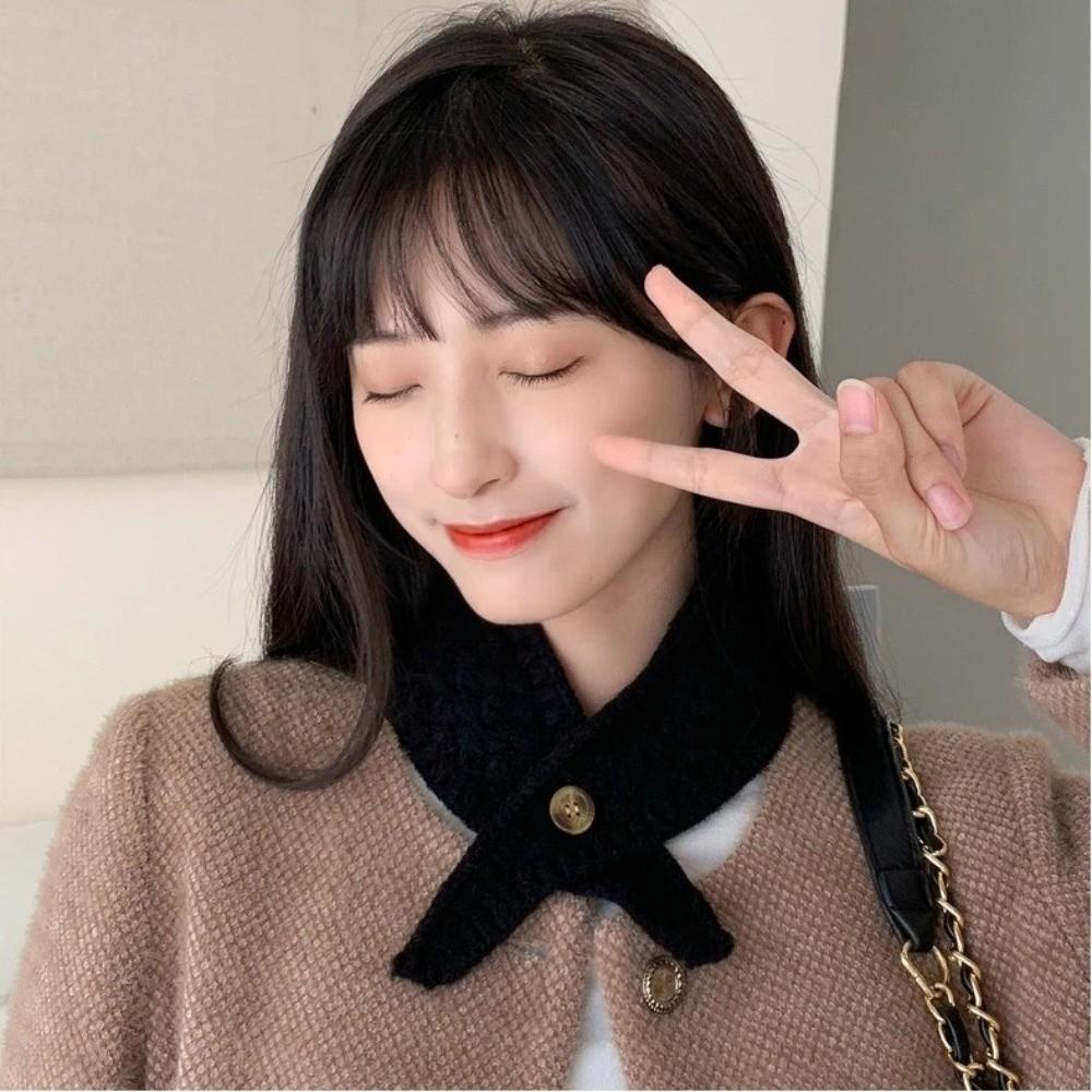 Cold Resistant Knit Triangular Scarve Solid Color False Collar Fashionable Neck Scarf Female