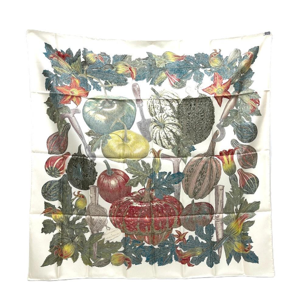 HERMES CITROUILLES & COLOQU IN TES Pumpkin and colocynth Carre90 Scarf Unused