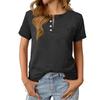 Women's Fashionable Casual Summer V-neck Button Short-sleeved Top