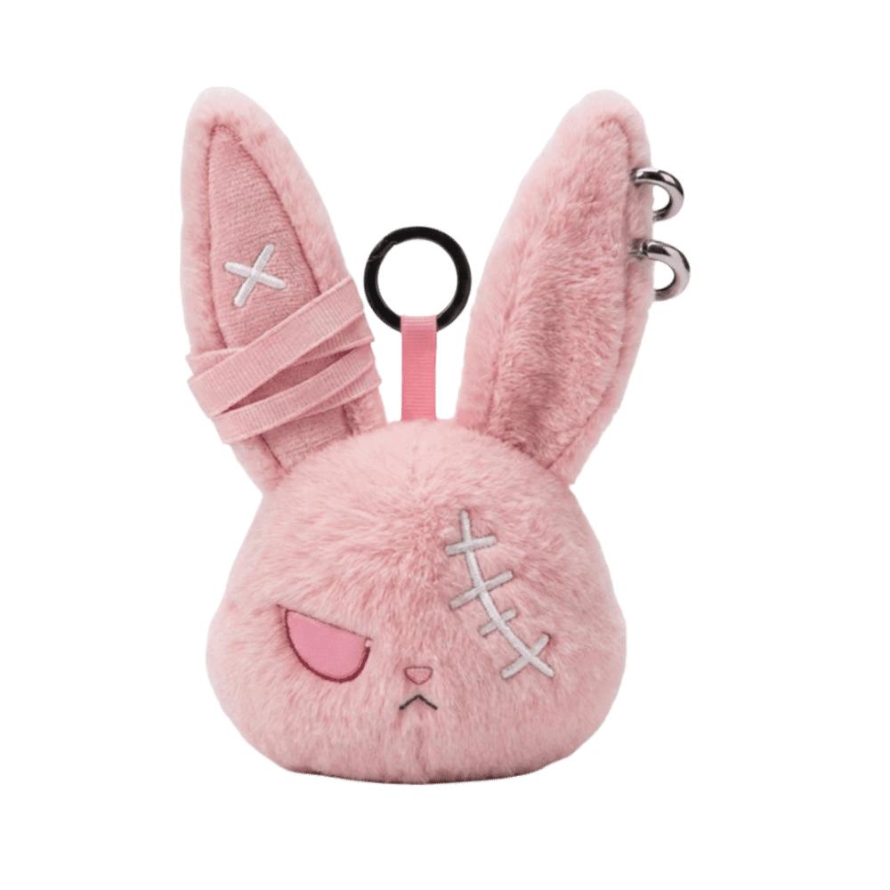 Gothic Wounded Rabbit Keyring Hoop Earrings Cute Furry Bag Pendant Gift For Women