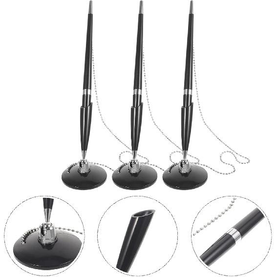 

STOBOK 3pcs Fixed Base Pen Business Sign Pen Writing Pen Stay Put Pen Secure Pen with Adhesive Pen Chain Pen with Chain Multi-function Sign Pen