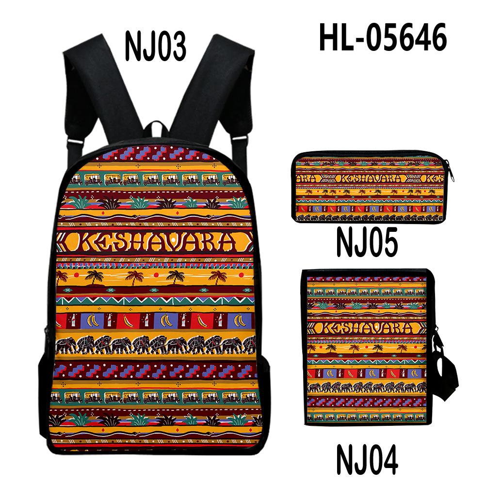 Trendy Popular Tribal patterns 3D Print 3pcs/Set pupil School Bags Laptop Daypack Backpack Inclined shoulder bag Pencil Case