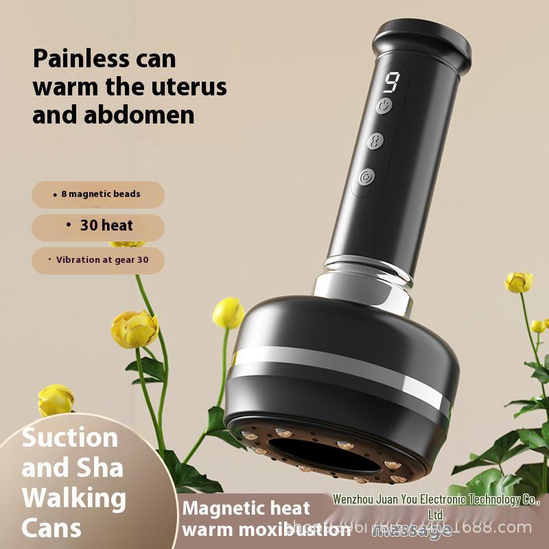 Smart LCD Electric Cupping and Gua Sha Massager for Meridian Unblocking and Scraping White A30