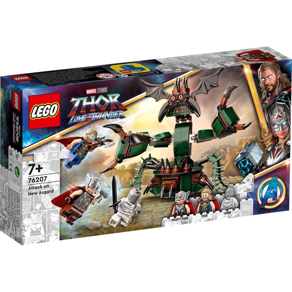 LEGO Super Heróis: Novo Ataque a Nova Asgard 76207 Blocos de Brinquedo Presente Super-Herói Quadrinho Americano Herói Sentai Meninos Idades 7 e Acima