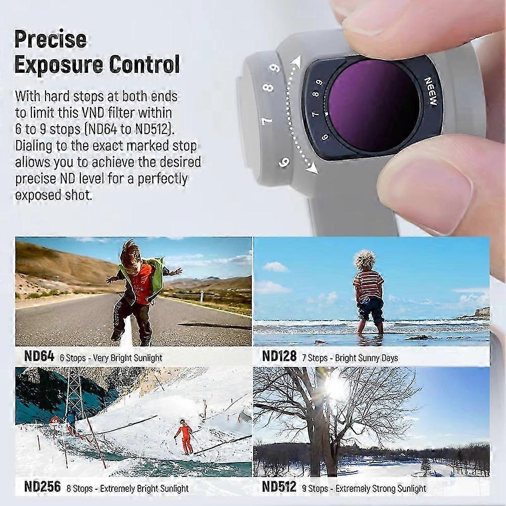 Variable Filter for DJI Osmo Pocket 3 Magnetic 1-5 6-9 Limited Stops Adjustable ND Filter Waterproof/Scratch-Proof
