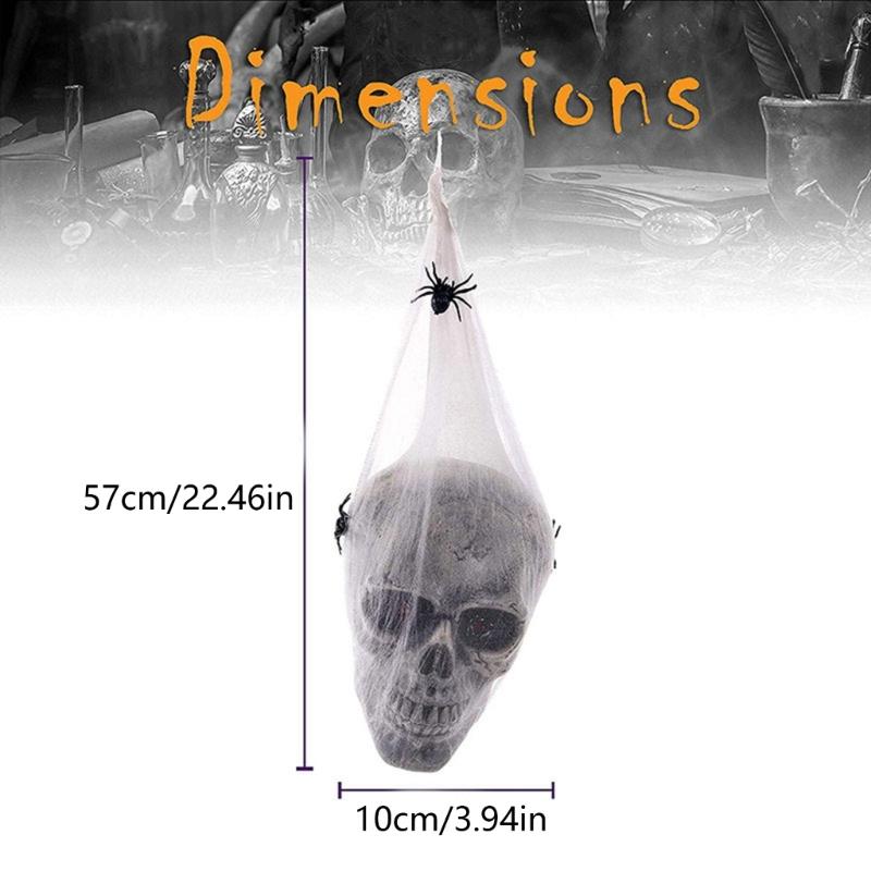 Spooky Halloween Yard Decors Spooky Halloween Party Accessory Skull Ornament with Cobweb and Sound Interaction