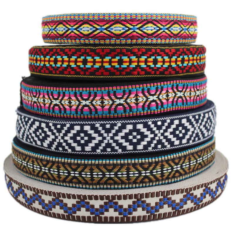 Colorful Ethnic Jacquard Ribbon for Clothing, Shoes, Hats, Packaging, and Decorative Accessories (30-34mm Wide)