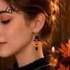 Playful Holiday Accessory Set 1 Pair 2D Acrylic Halloween Dangle Drop Earrings for Women Fun Party Favors Spooky Ghost Cat Pumpkin Earrings Costume