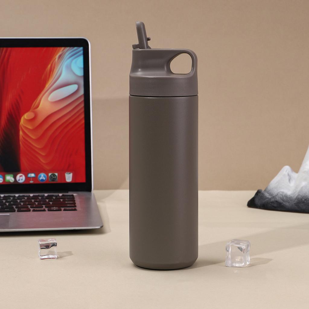 550ml Matte 304 Stainless Steel Insulated Tumbler, Flip Straw Lid Water Bottle for Office & Daily Use