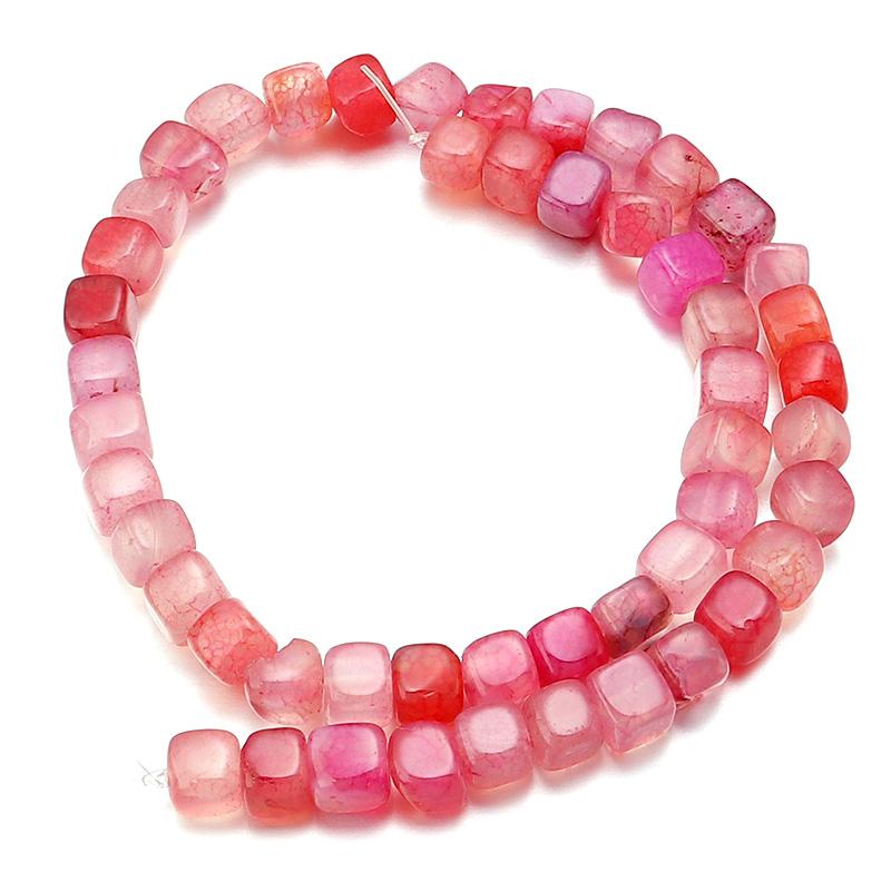 Natural Stone Square Beads 8mm Striped Agate Tube Stone Loose Spacer Beads For Jewelry Making Accessories DIY Bracelet Keychain