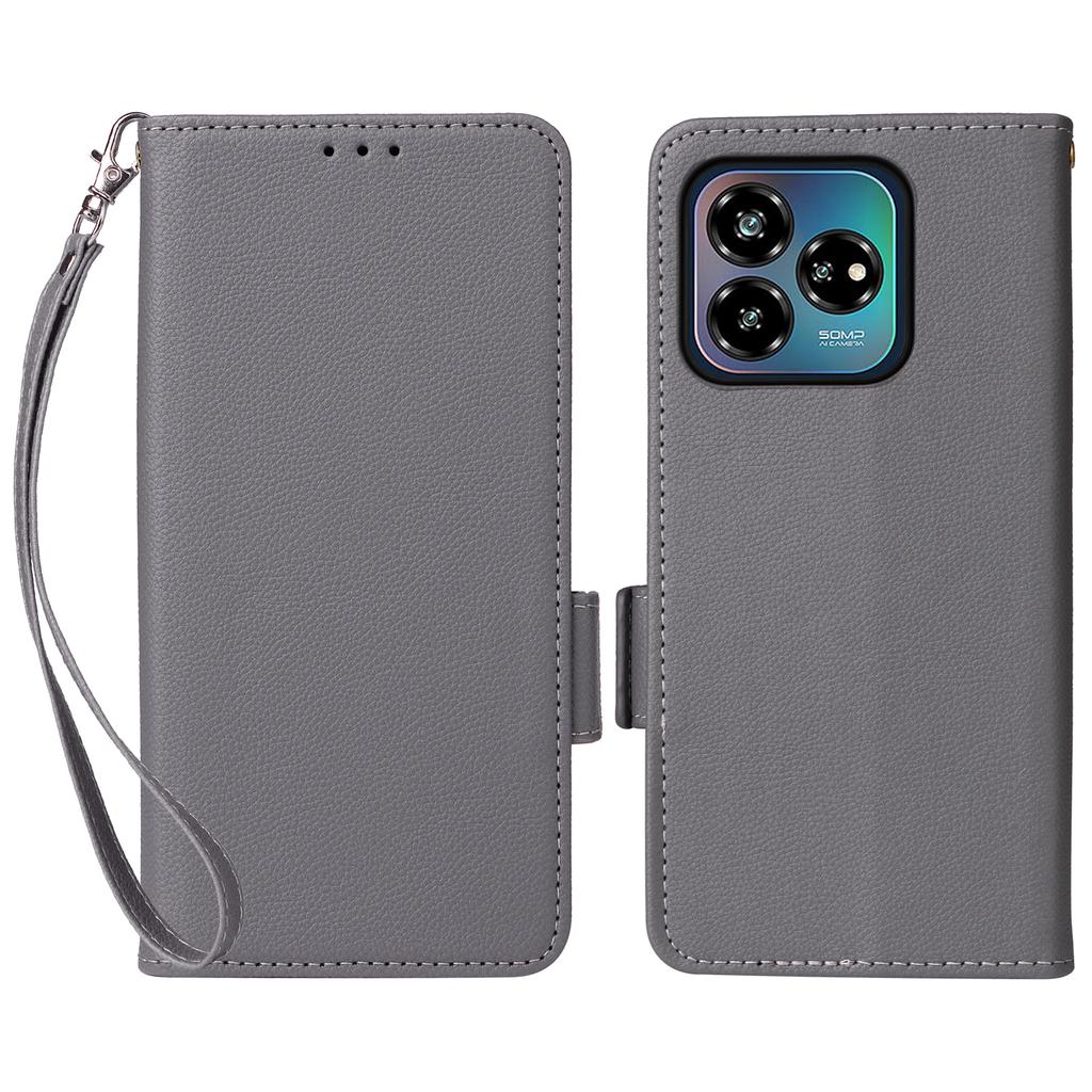 Für ZTE Axon 60 Lite/Blade V60 Vita Hülle mit Handschlaufe Litschi-Textur PU-Leder Brieftasche Handyhülle