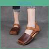 Summer Flat Bottom Sandals Womens Nonslip Hollow Bag Head Color Matching Cool Slippers Soft Leather Retro Literary Mary Jane Shoes Sandals