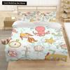 Cartoon King Queen Duvet Cover Cute Animals Bedding Set Kids Boys Girls Octopus Starfish Blue Soft 2/3Pcs Polyester Quilt Cover