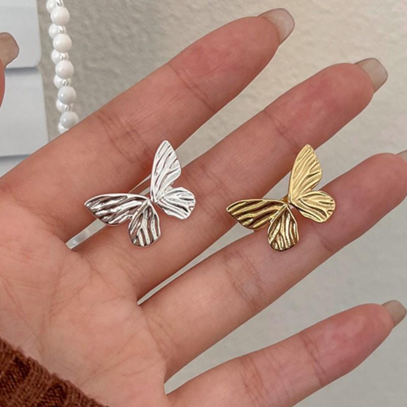 Silver Liquid Butterfly Ring for Women Elegant Wedding Ring Party Jewelry Accessories