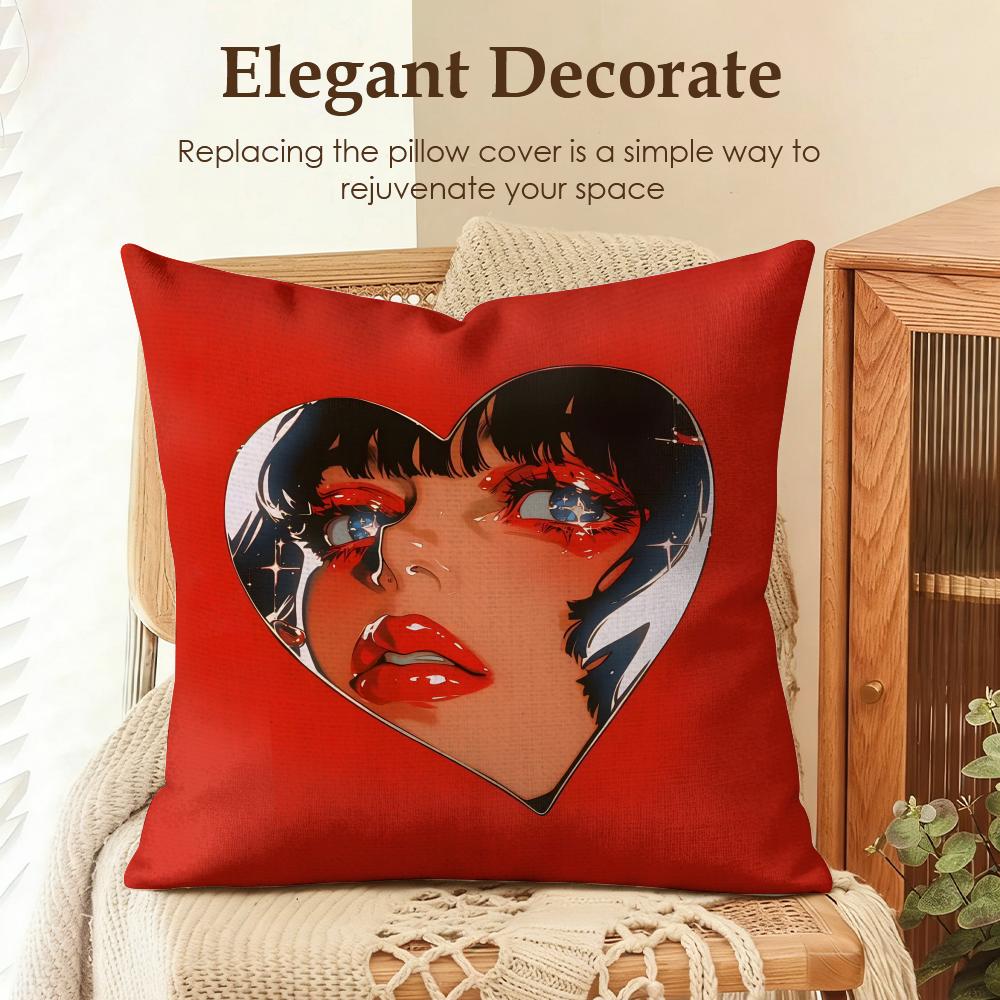 

Creative Loving Woman Cushion Cover Natural Linen Organic Fabric DoubleSided Printing Sofa Home Decor Gift Pillow Case 30x30cm