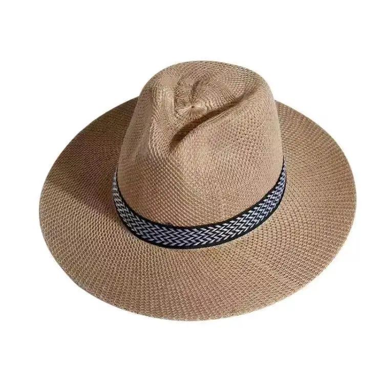 

Sunscreen Hats for Men and Women Beach Party Big-brimmed Straw Hats Outdoor Fishing Fisherman Hats Leisure Travel Weaving 56-58cm серый