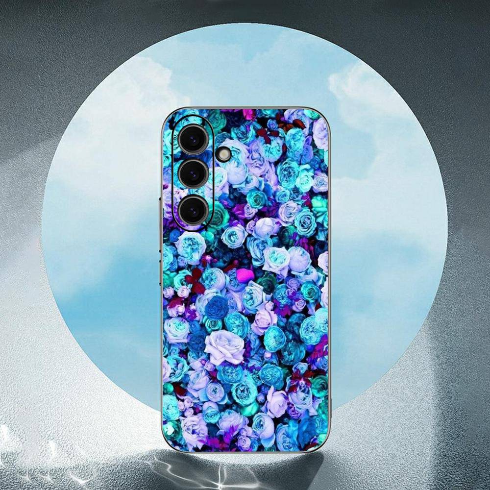 Blaue Rose Kunst Für Samsung Galaxy S23 S24 S25 Ultra S22 Plus S21 Schwarzes Weiches Case Wasserdichtes Weiches Case